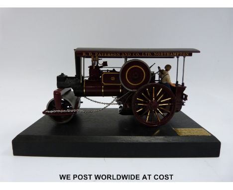 Bassett-Lowke limited edition diecast model Burrell steam roller on wooden display plinth with certificate of authenticity nu