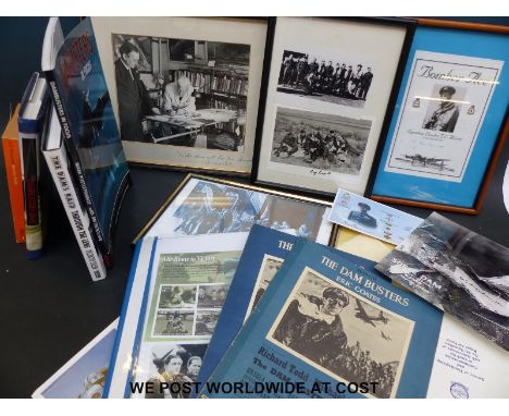 A quantity of signed Dambuster interest items to include first day covers, photographs etc, signatures include Barnes Wallis,