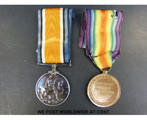A pair of WWI medals awarded to 301836 Pte H E Wise, Somerset Light Infantry