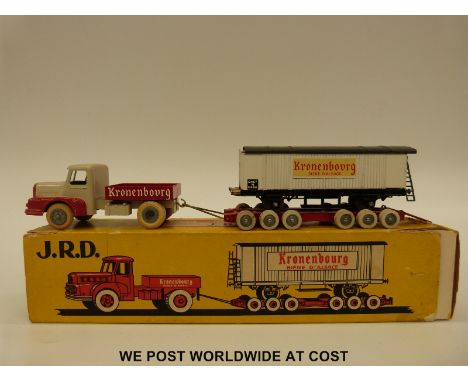 JRD diecast model Kronenbourg Lizard tractor unit and trailer, 123, in original box