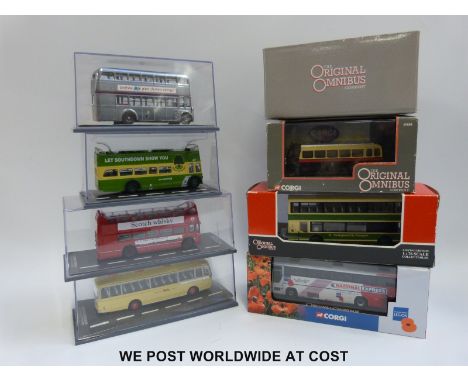 Eight Corgi Original Omnibus Company (OOC) diecast model buses, all in original boxes