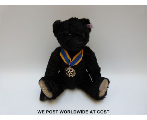 Steiff Original Teddy Bear 'Rotary International Centennial Celebration Bear', 661440, with black mohair, button to ear, tags