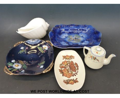 A group of mixed ceramics to include Limoges cups and saucers, Royal Worcester pin dishes, Wedgwood Jasperware, three shells,