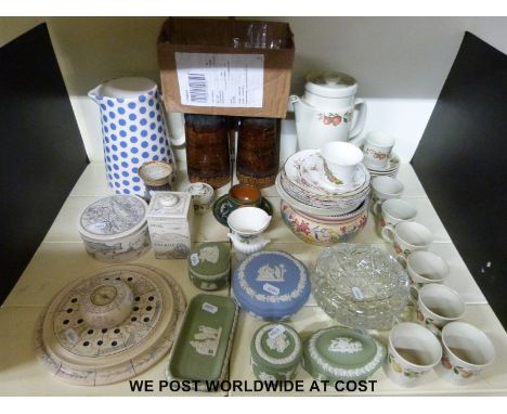 A quantity of ceramics to include Wedgwood Jasperware, Crown Burslem & Poole pottery bowl together with a small selection of 