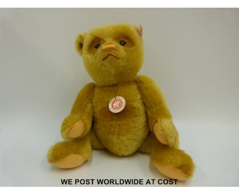 Steiff Original Teddy Bear 'Buddha', 036521, with golden mohair, button to ear, tags and certificate 648/2008, 34cm tall, in 