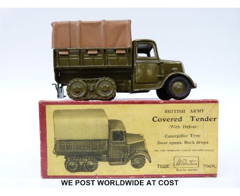Britains Ltd diecast model British Army Covered Tender with driver caterpillar type, in original box
