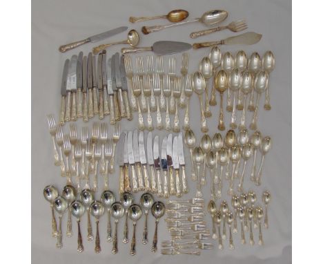 A quantity of Kings pattern silver plated flatware for twelve place settings