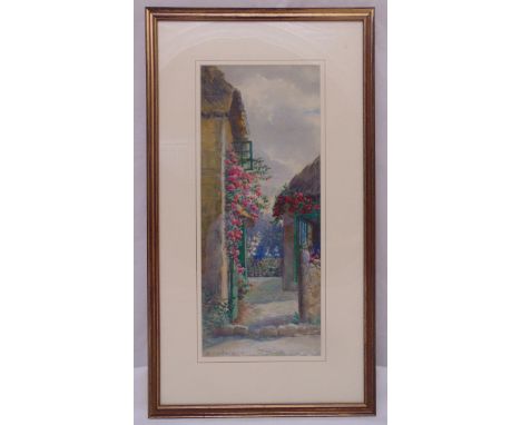Benjamin John Warren RBSA, framed and glazed watercolour titled At The Cottage Gate, details to verso, signed bottom left, 40