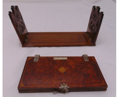 Meakers of London tie press, 24 x 13cm and a pierced wooden book stand, 33 x 12.5cm