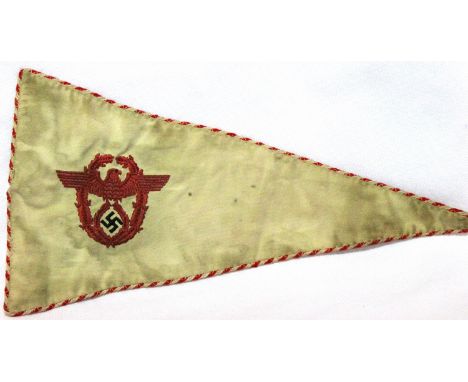 German Third Reich aged replica embroidered and braided NSKK pennant, L: 34 cm. P&amp;P Group 1 (£14+VAT for the first lot an