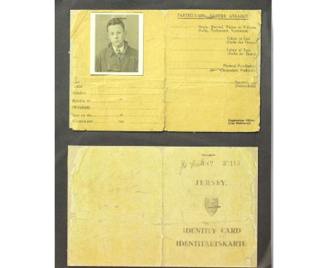 German WWII Jersey Occupation identity card (ink faded), with a copy of cover. P&amp;P Group 1 (£14+VAT for the first lot and