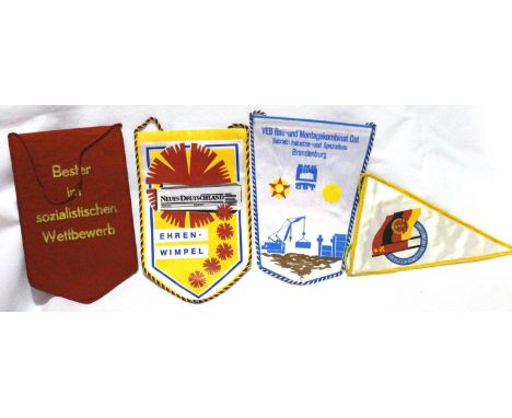 German Cold War era East German collection of pennants. P&amp;P Group 1 (£14+VAT for the first lot and £1+VAT for subsequent 