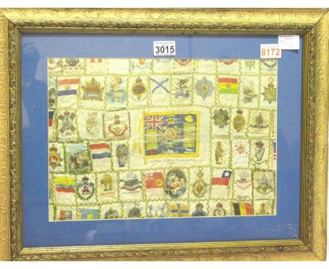 Framed montage of Kensitas silks centred on the Welsh Fusiliers, silks in mixed conditions. P&amp;P Group 3 (£25+VAT for the 