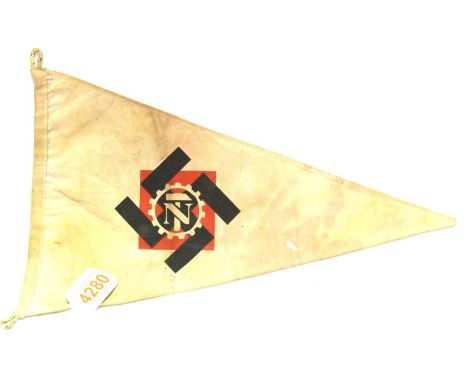German WWII Teno re-enactment printed pennant, L: 35 cm. P&amp;P Group 1 (£14+VAT for the first lot and £1+VAT for subsequent