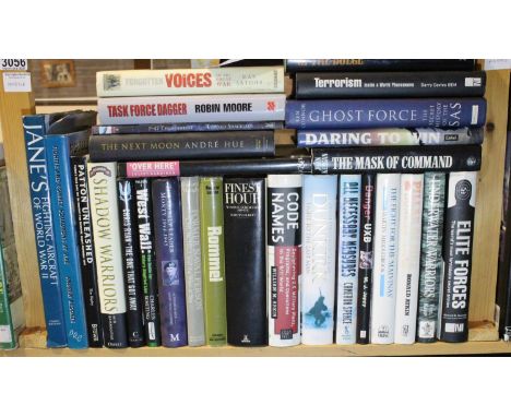 Shelf of military and military history books. Not available for in-house P&amp;P, contact Paul O'Hea at Mailboxes on 01925 65