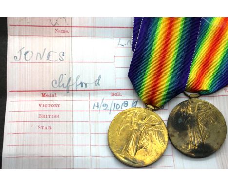 41568 PTE C JONES L N LANCS British WWI Victory medal, and T4-253817 CPL R S SMITH ASC later named British WWI Victory medal.