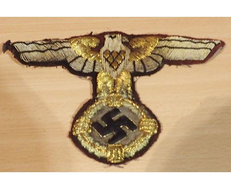 German Third Reich SA large embroidered cloth eagle, possibly removed from a flag or large pennant. P&amp;P Group 1 (£14+VAT 