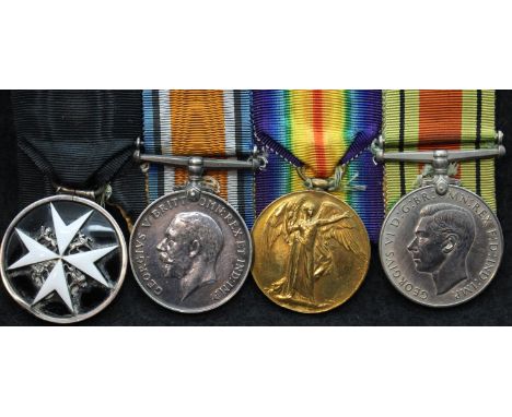 PTE C H GREEN MIDDX R, a British WWI medal pair comprising BWM and Victory medal, enamelled St Johns Ambulance medal and Brit