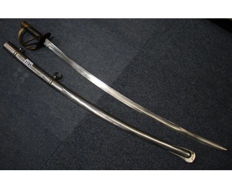 Replica 1862 American cavalry sabre in steel scabbard, blade length 87 cm in good condition.  P&amp;P group 3 (£25 + VAT for 