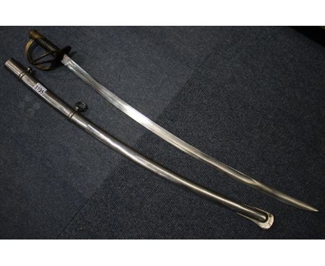 Replica 1862 American cavalry sabre in steel scabbard, blade length 87 cm in good condition.  P&amp;P group 3 (£25 + VAT for 