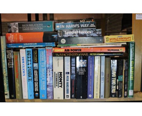 Shelf of military and military history books. Not available for in-house P&amp;P, contact Paul O'Hea at Mailboxes on 01925 65