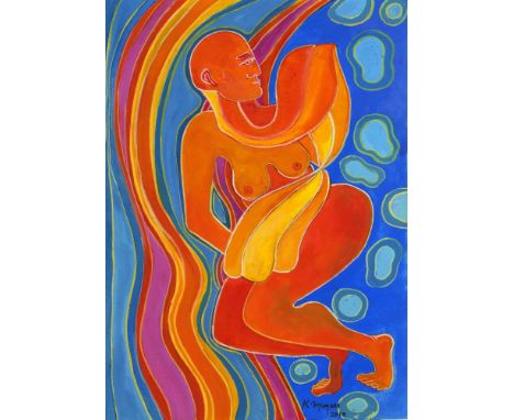 Artist: Karima Muyaes (Mexican, b.1960). Title: "Angel". Medium: Gouache on paper. Date: Composed 2010. Dimensions: Overall s