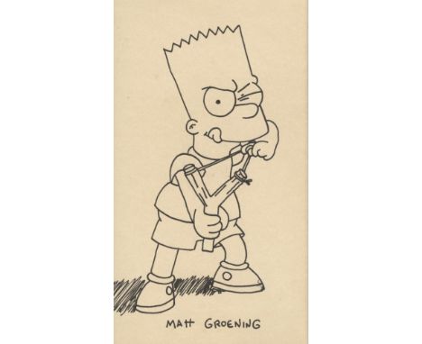 Artist: Matt Groening (American, b.1954). Title: "Bart Simpson's Slingshot". Medium: Original marker drawing on paper. Date: 