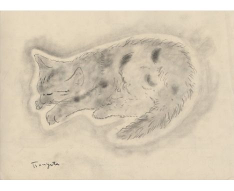 Artist: Leonard Tsuguharu Foujita [imputée] (Japanese/French, 1886 - 1968). Title: "Le chat". Medium: Pencil drawing on paper