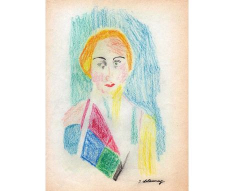 Artist: Robert Delaunay (French, 1885 - 1941). Title: "Portrait of Madame Heim [study]". Medium: Crayon and colored pencil dr