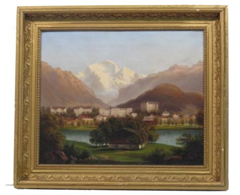 Artist: Rudolf Muller (Swiss, 1802-1885). Title: "Dorf in den Alpen". Medium: Oil on canvas. Date: Composed c1852. Dimensions