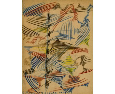 Artist: Jaled Muyaes (Chilean/Mexican, 1921 - 2007). Title: "Non-objective Composition #01A". Medium: Colored pencil. Date: C