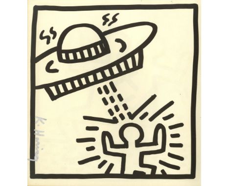 Artist: Keith Haring (American, 1958 - 1990). Title: "UFO #1". Medium: Original vintage lithograph. Date: Composed 1982. Prin