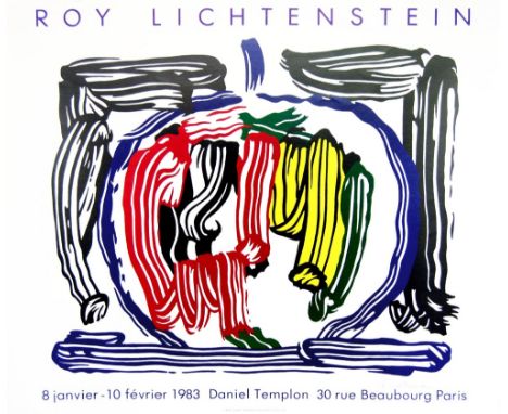 Artist: Roy Lichtenstein (American, 1923-1997). Title: "Brushstroke Still Life with Apple [variation #2]". Medium: Color offs