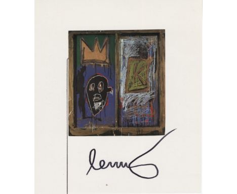 Artist: Jean-Michel Basquiat (American, 1960-1988). Title: "Painting on Tenement Window". Medium: Color offset lithograph. Da
