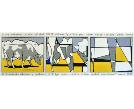 Artist: Roy Lichtenstein (American, 1923-1997). Title: "Cow Going Abstract [Cow Triptych]". Medium: Original color silkscreen