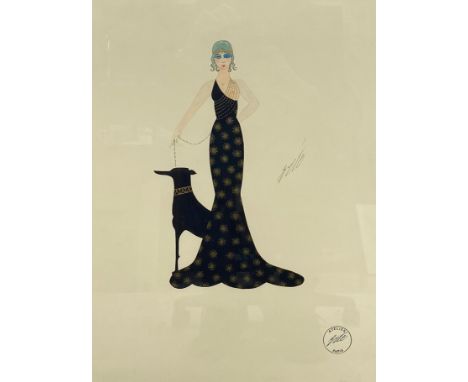 Erté (1892-1990), an original Art Deco serigraph print on paper with Atelier Paris stamp. Framed and glazed, and signed in pl