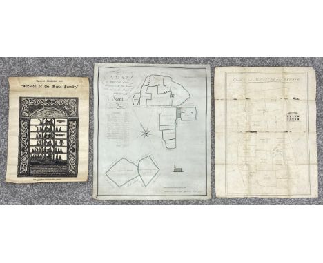 Two antique maps; One hand coloured Street End Farm, Kent dated 1793 on vellum?, and one canvas backed of Hornton Estate, alo