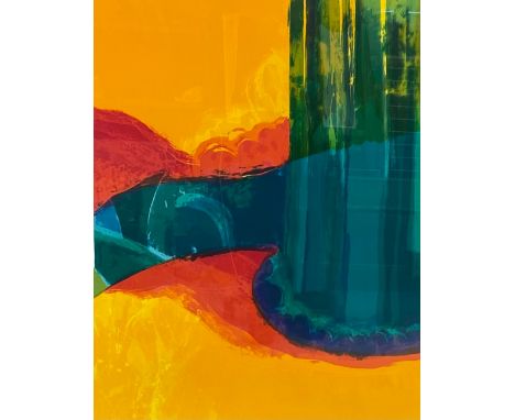 Charlotte Cornish (b.1967), A large abstract silkscreen print titled 'Through Deerbolts Wood'. Signed and from a limited edit