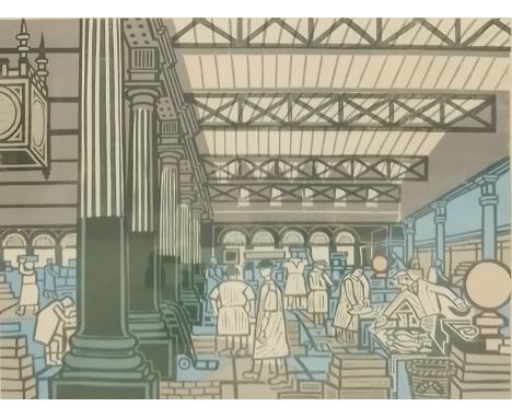 Edward Bawden (1903-1989), a signed lithograph in colours, Billingsgate from the London Markets series, numbered 25 from an e