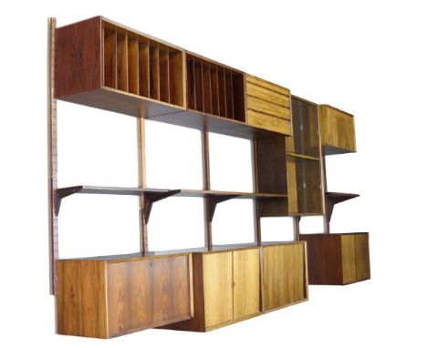 Poul Cadovius (1911-2011), a rosewood 'Royal System' wall storage system for Cado   c.1960, stamped throughout 'Made in Denma