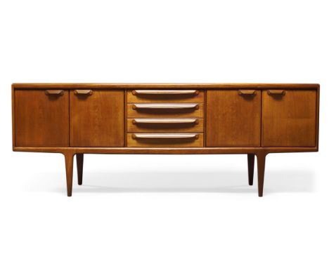 John Herbert, a teak sideboard manufactured by A. Younger Ltd    1960s, applied label to inner draw - 'Younger'    With centr