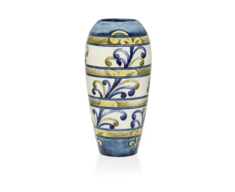 William Moorcroft (1872-1945), a Fern pattern ceramic oviform vase  c.1930, signed blue 'WM' monogram, impressed Moorcroft Ma