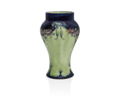 William Moorcroft (1872-1945), an Eighteenth Century pattern ceramic vasec.1908, signed in green W Moorcroft Des, printed Mac