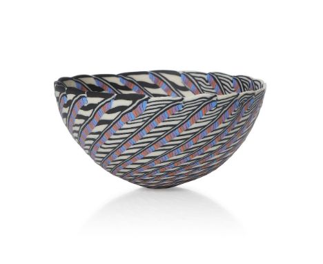 Attributed to Dorothy Feibleman (American b.1951), a laminated bowl c.1970, unsigned A laminated porcelain bowl with radiatin