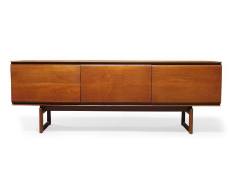 White and Newton Ltd, a teak sideboard    1960s, stamped '107 98' to reverse     With two drawers, a fall front door enclosin