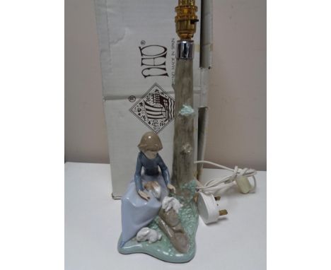 A large Nao table lamp with rabbit decoration, boxed.