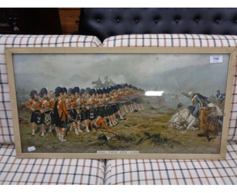A framed Robert Gibb lithographic print  -The thin red line 