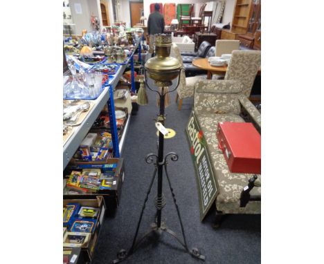 A Victorian telescopic floor lamp 