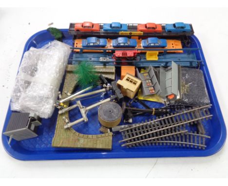 A tray of 00 gauge Lima car carriers, signal parts by Triang etc 