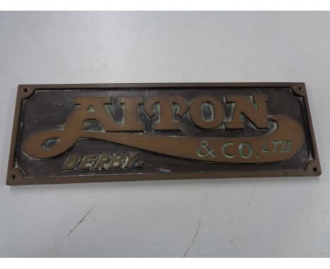 A vintage cast iron plaque - Aiton and Company ltd Derby 